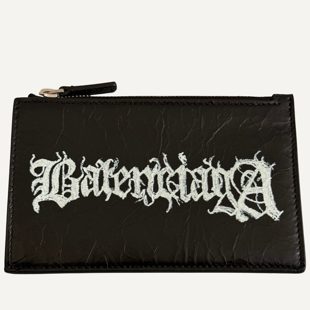Balenciaga Cash DIY Metal Arena Lambskin Leather Card Holder Wallet Men's Italy